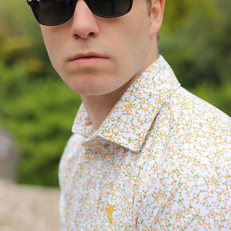 Navy jungle pattern golf polo for men