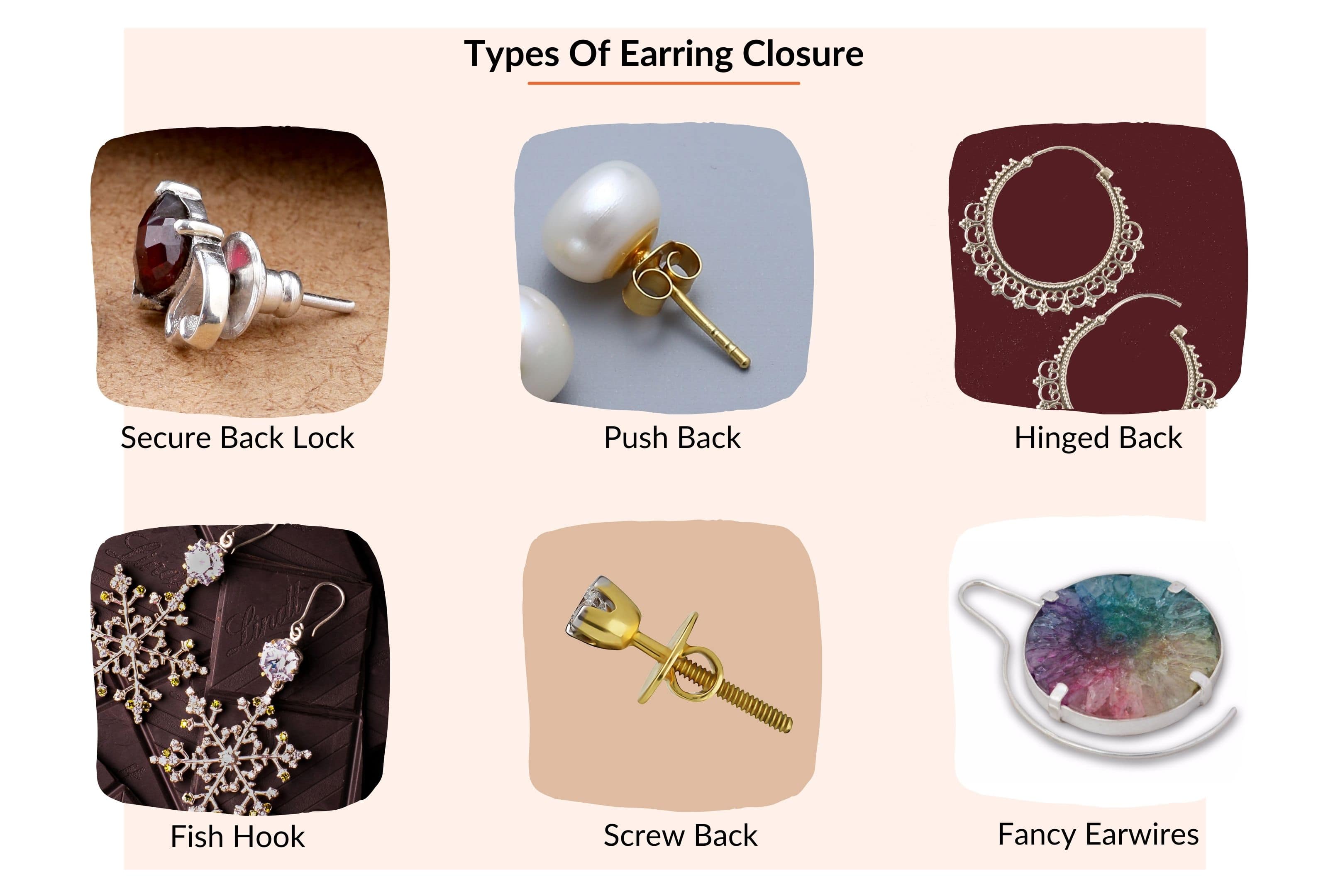 Type of Earring Closures - Nirwaana