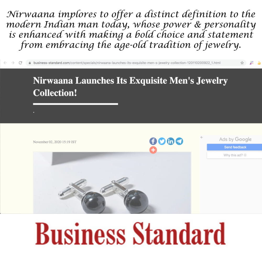 Media Article by Business Standard on Nirwaana Mens Jewelry Line Launch