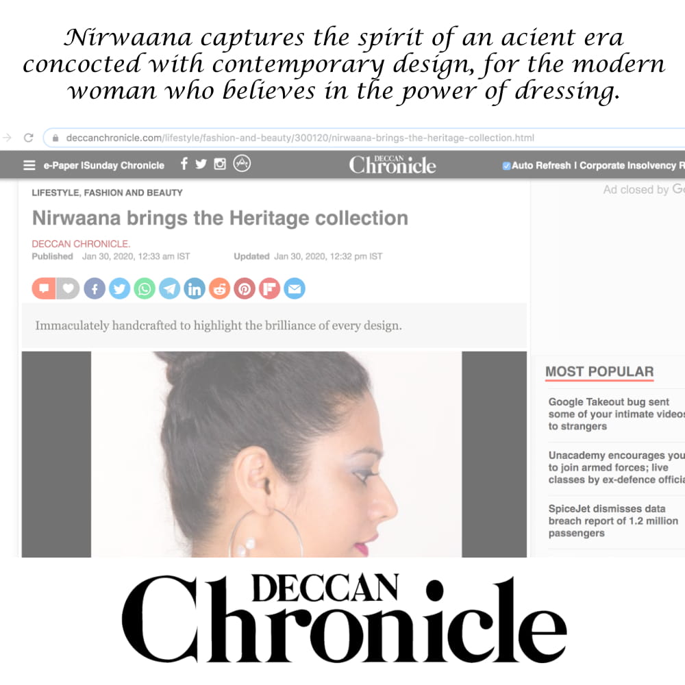 Article on Nirwaana in Deccan Chronicle Jan2020