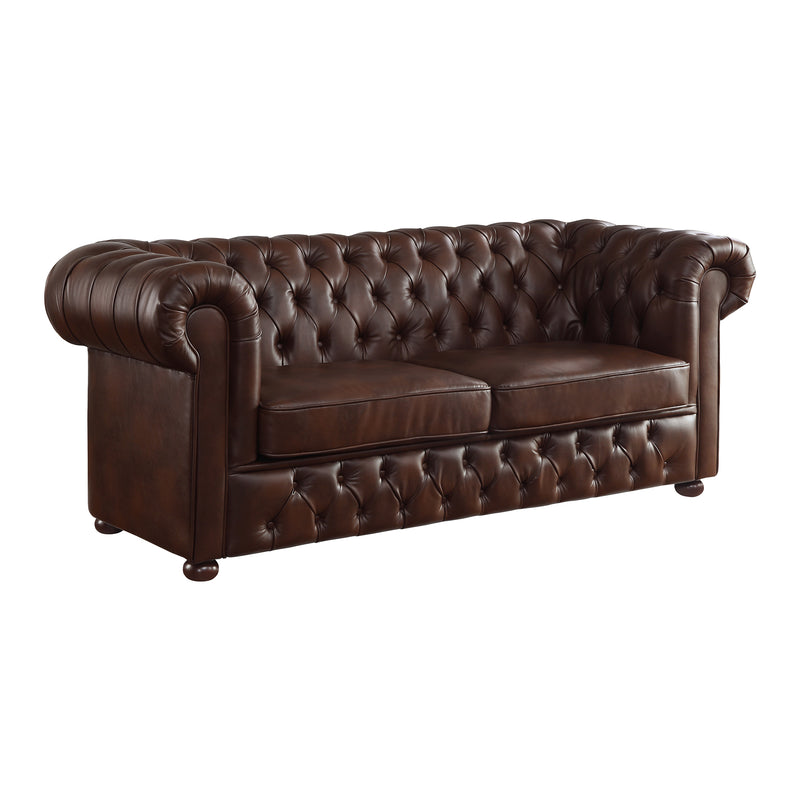 Rosalie 82.5 in. W Rolled Arm Faux Leather Chesterfield Sofa