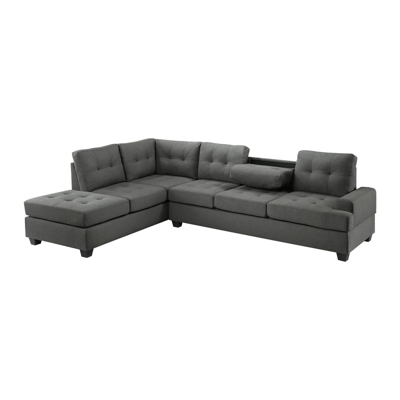 Nea 112.5 in. W 2-Piece Polyester Upholstery Reversible Sectional Sofa with Tufting