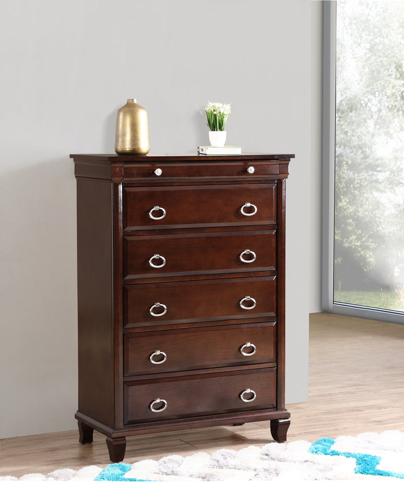 Triton Cappuccino 6-Drawer Chest of Drawers (36 in. L X 17 in. W X 53 in. H)