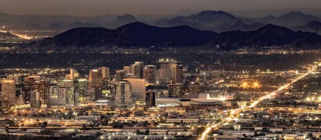 Know your city inside and out. This image shows Phoenix Arizona at night.