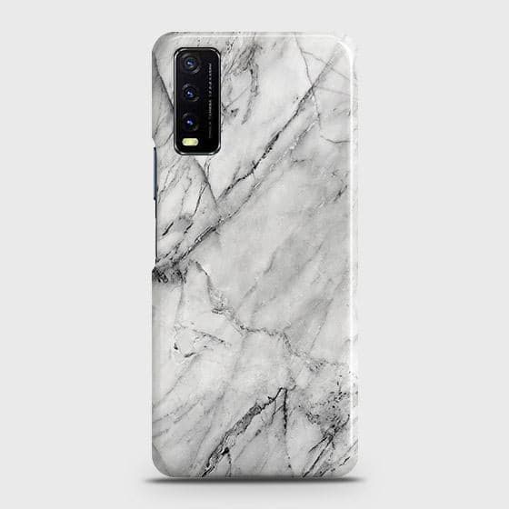 Vivo Ys Cover Trendy White Marble Printed Hard Case With Life Time Ordernation