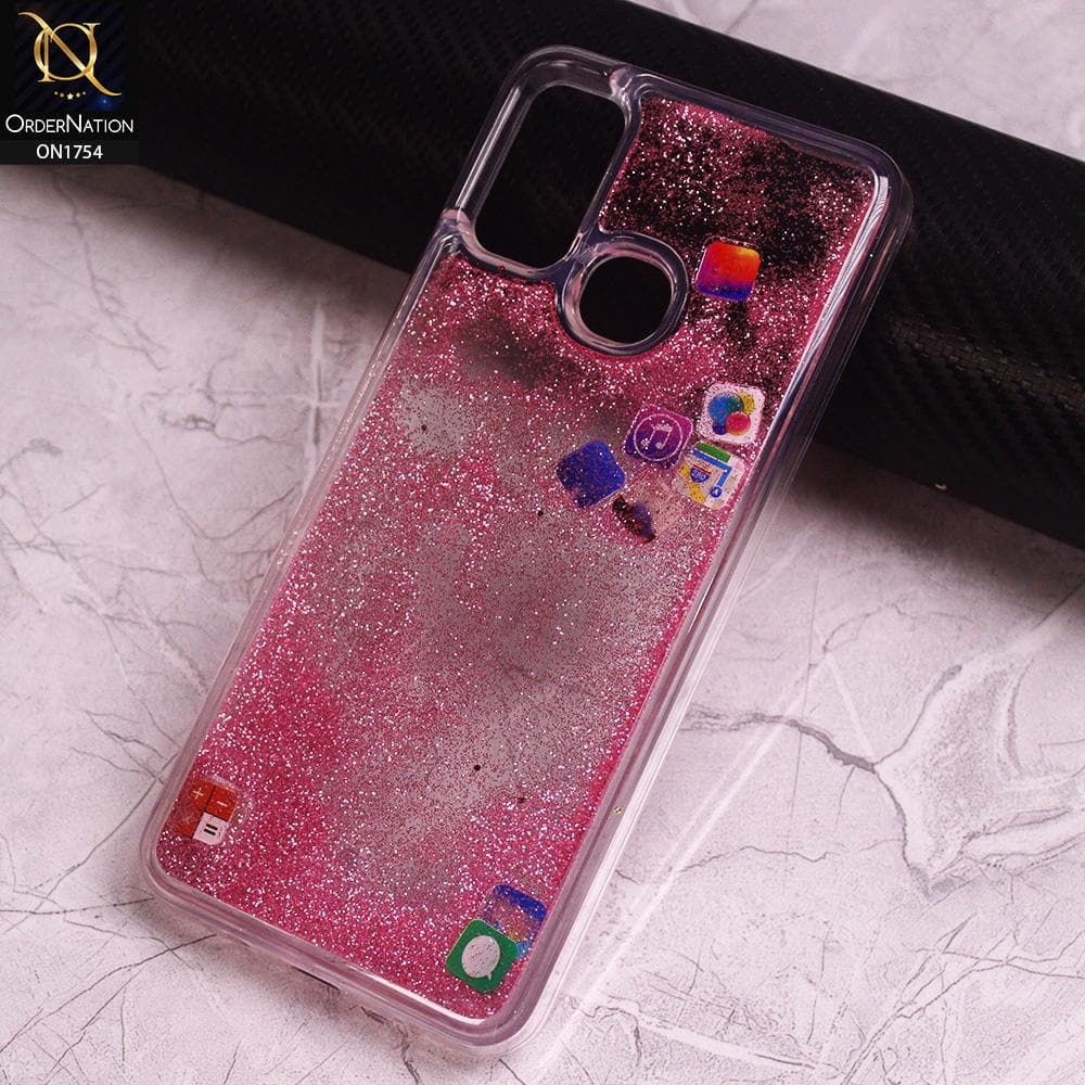 Infinix Hot 9 Play Cover - Pink Design1 - Trending Liquid Glitter Floa