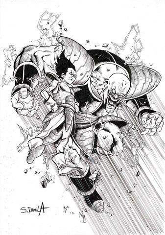 Sergio Davila Original Art Dragon Ball Z Vegeta Napa Illustration Kirby S Comic Art