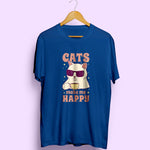 Cats Make Me Happy Half Sleeve T-Shirt