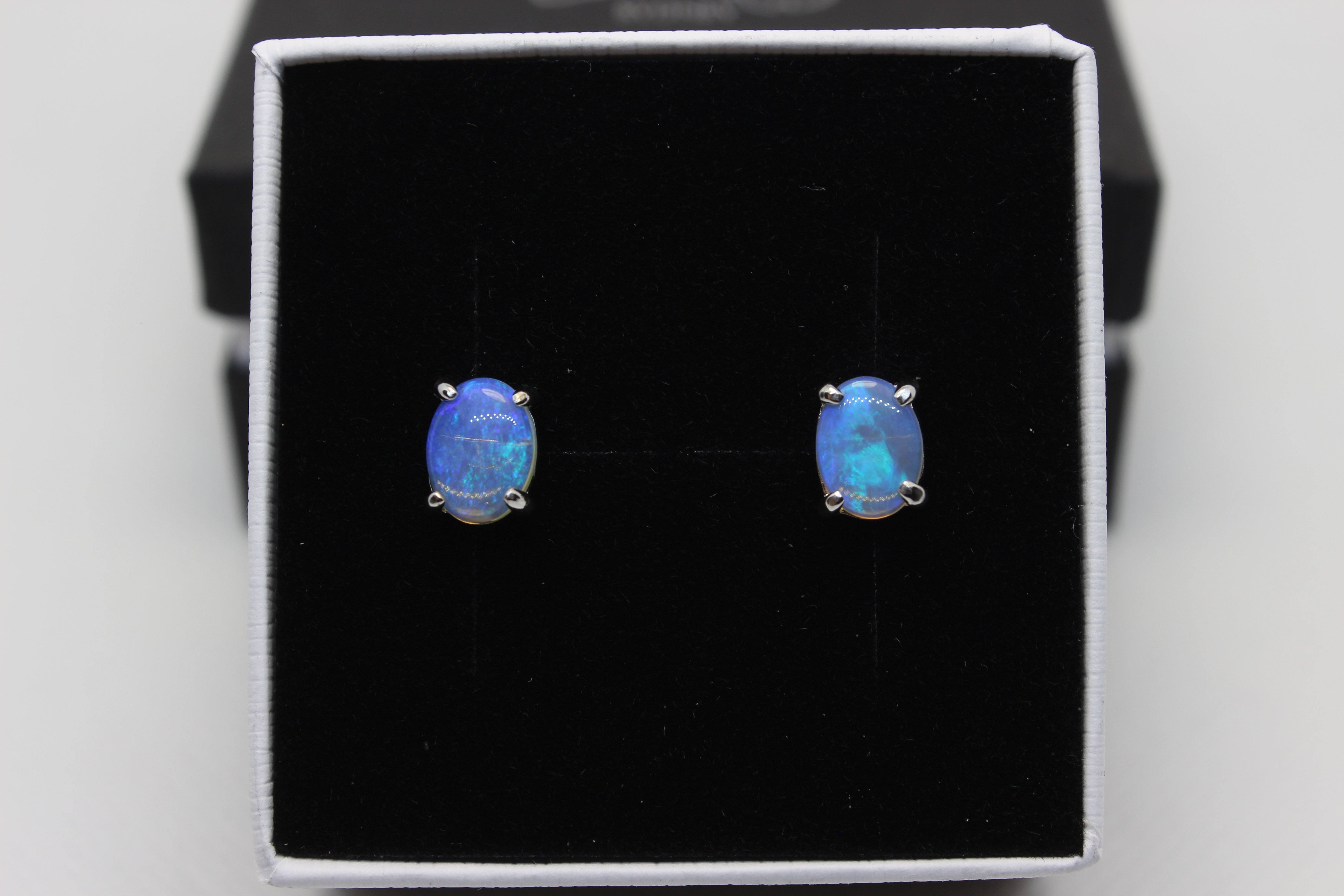 Genuine Chalama Black Opal 925 Solid Sterling Silver Earrings 20mm |  Natural Rocks by Kala