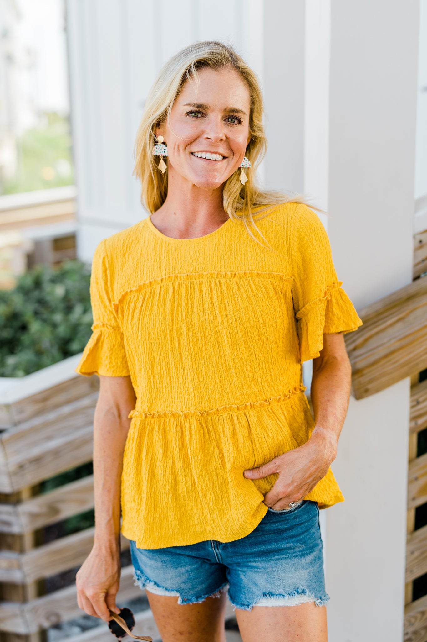 Textured Yellow Blouse