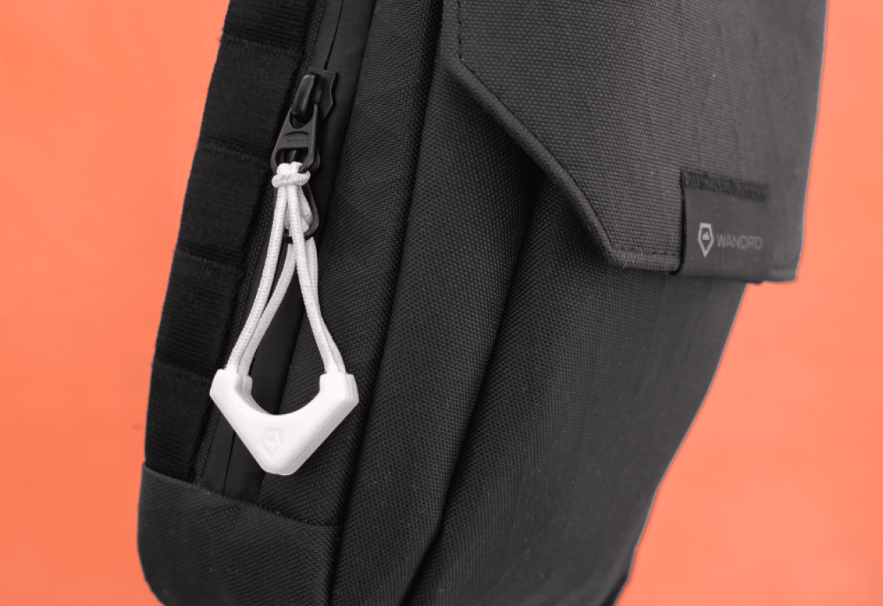 White Locking Zipper Pullers on X1 Crossbody Bag