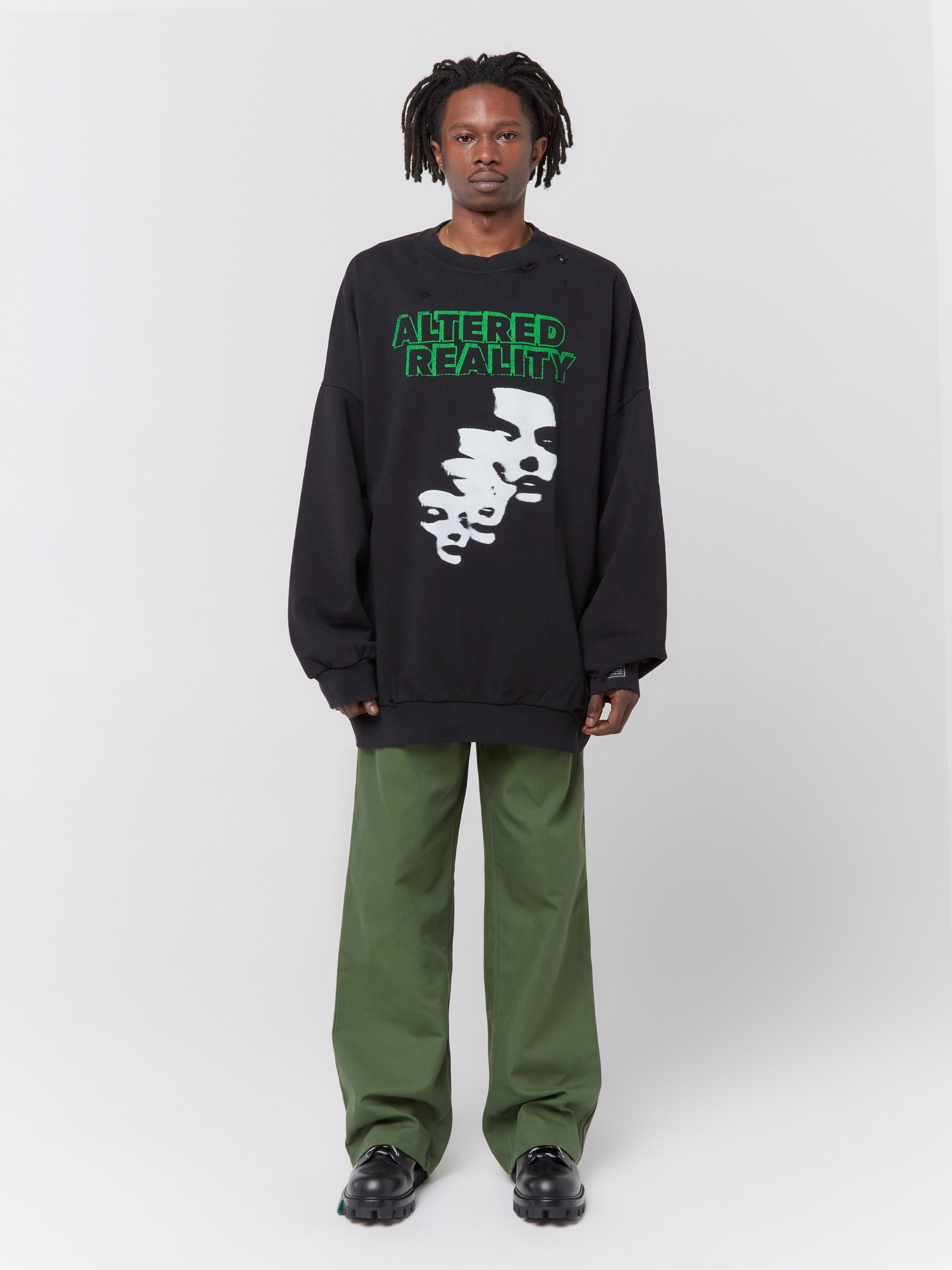 RAF SIMONS Destroyed crewneck sweater vittoriosplayas.com