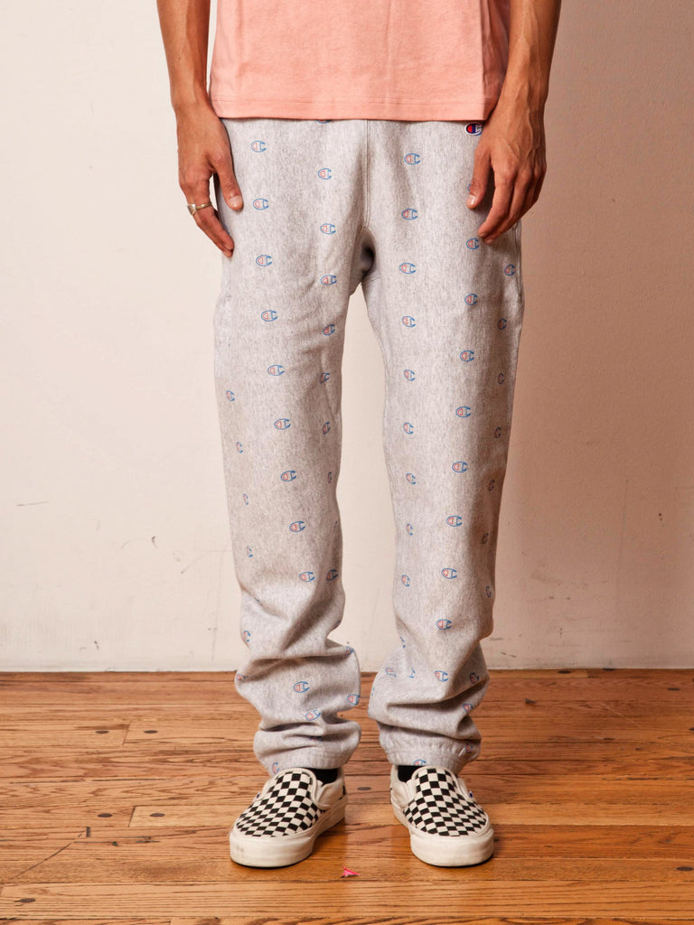 champion sweatpants all over print