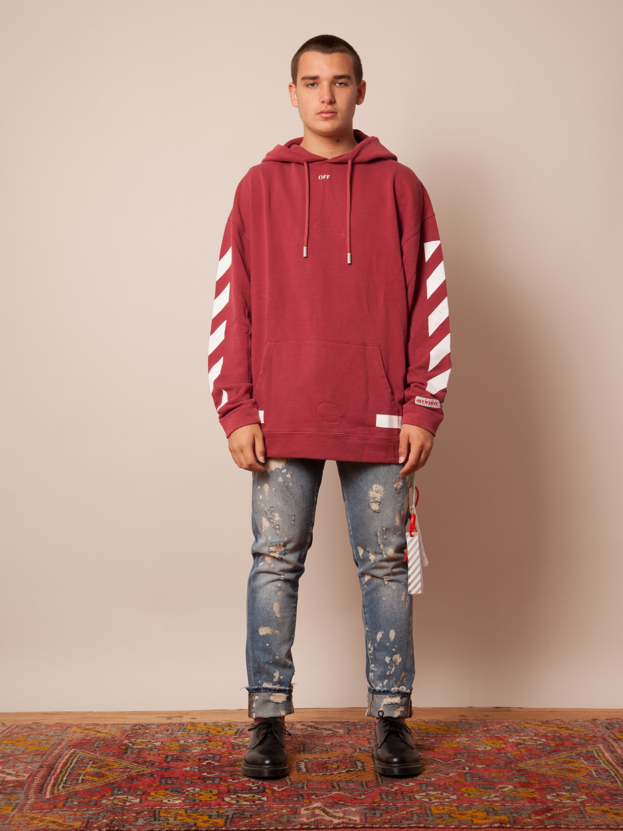 off white red diag arrow hoodie