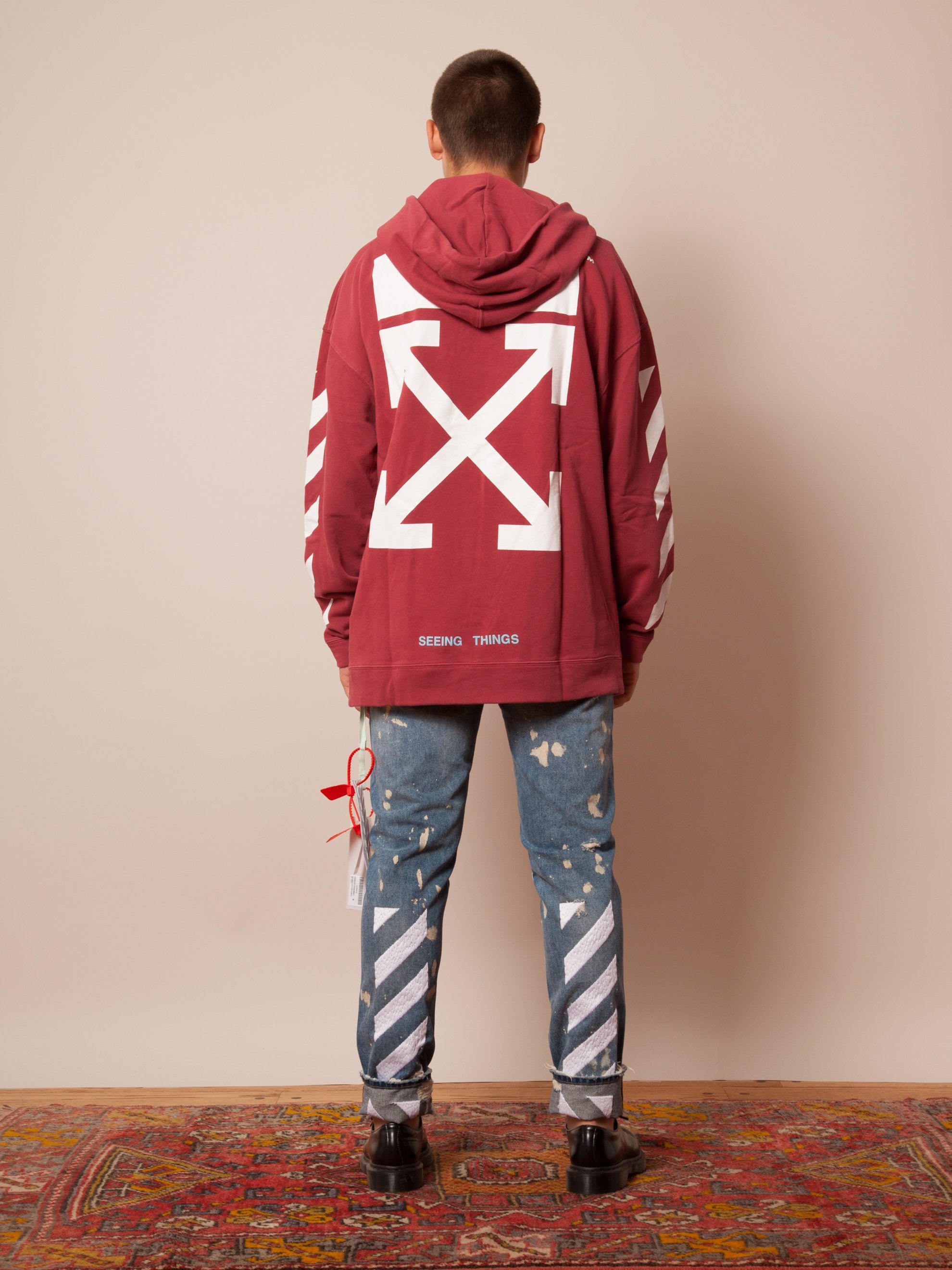 off white red diag arrow hoodie