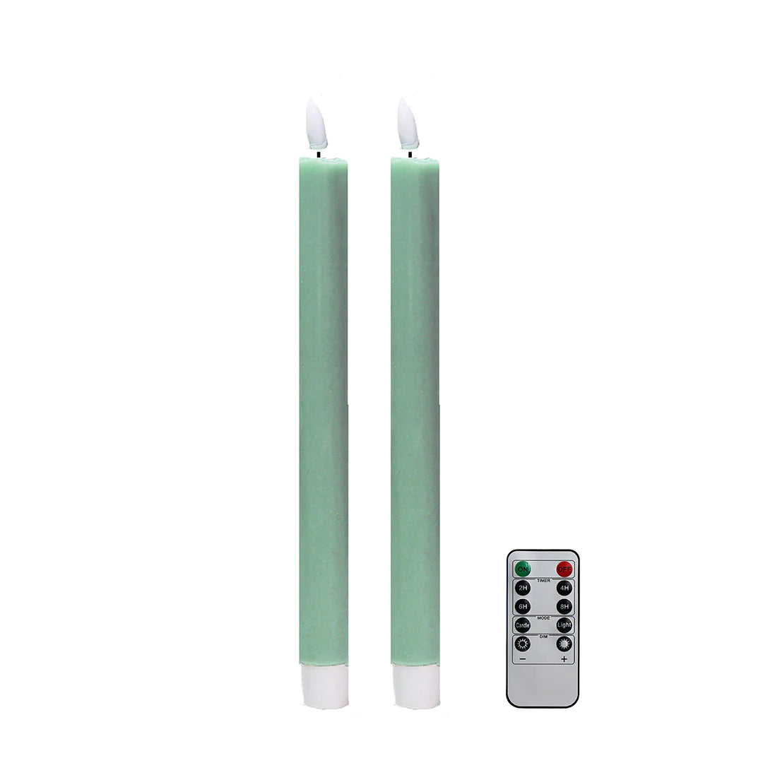 Sage LED Taper Candle Set of 2
