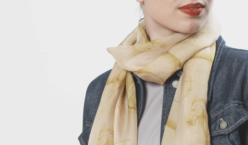 Da Vinci Horse Chiffon Scarf