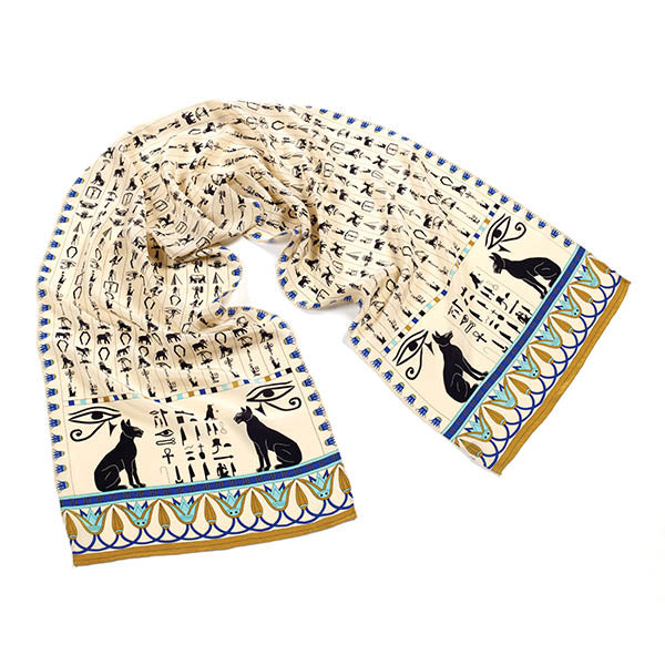 Egyptian Hieroglyphics Crêpe de Chine Silk Scarf