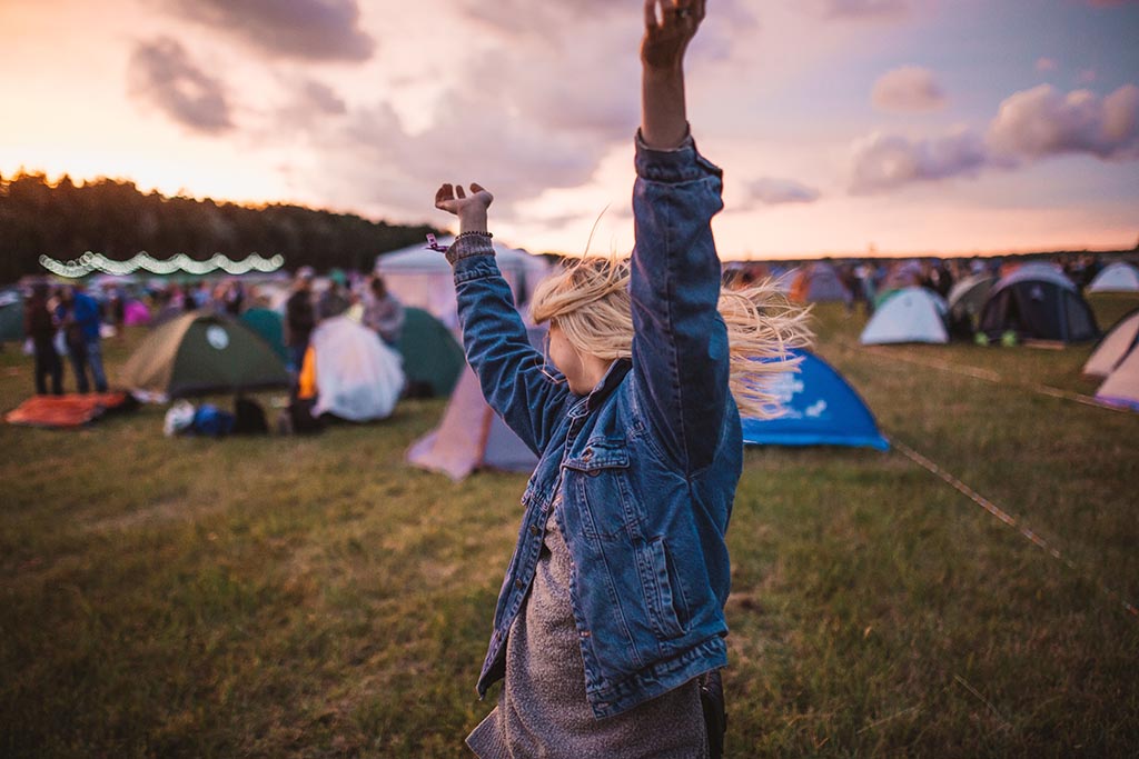 Festival Crowd at Night