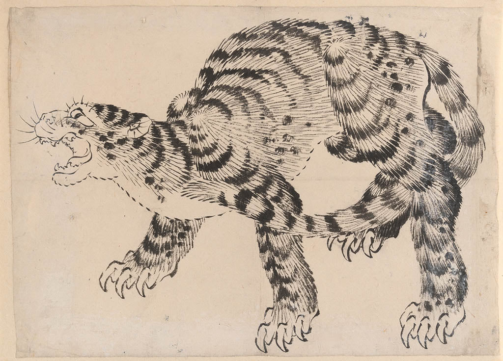 Ink study of a Tiger by Hokusai