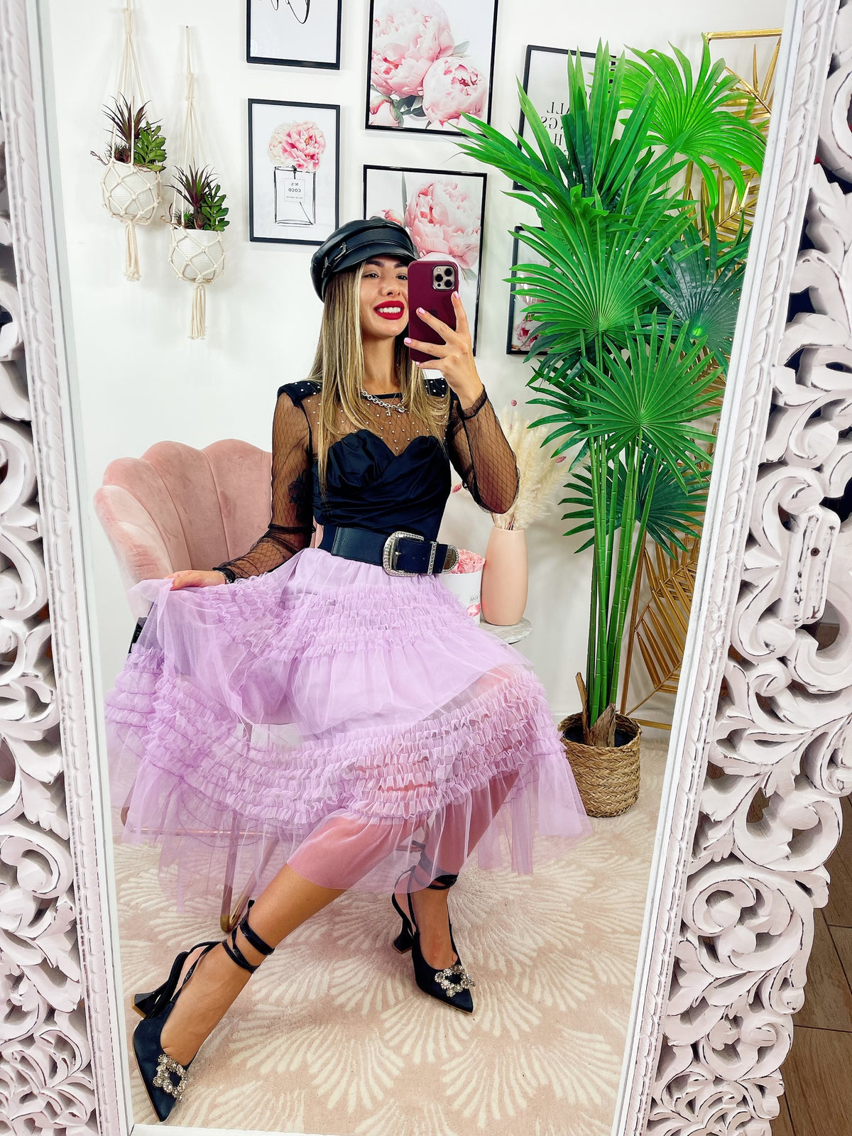 Falda tul con volantes lila | R.a. Boutique