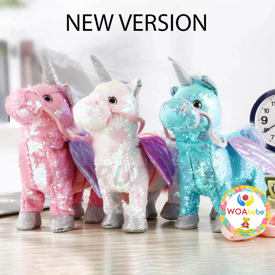 walking unicorn plush toy