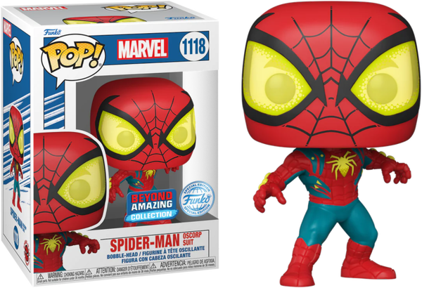 Funko Pop! Spider-Man: Beyond Amazing - Spider-Man in Oscorp Suit #1118 |  The Amazing Collectables