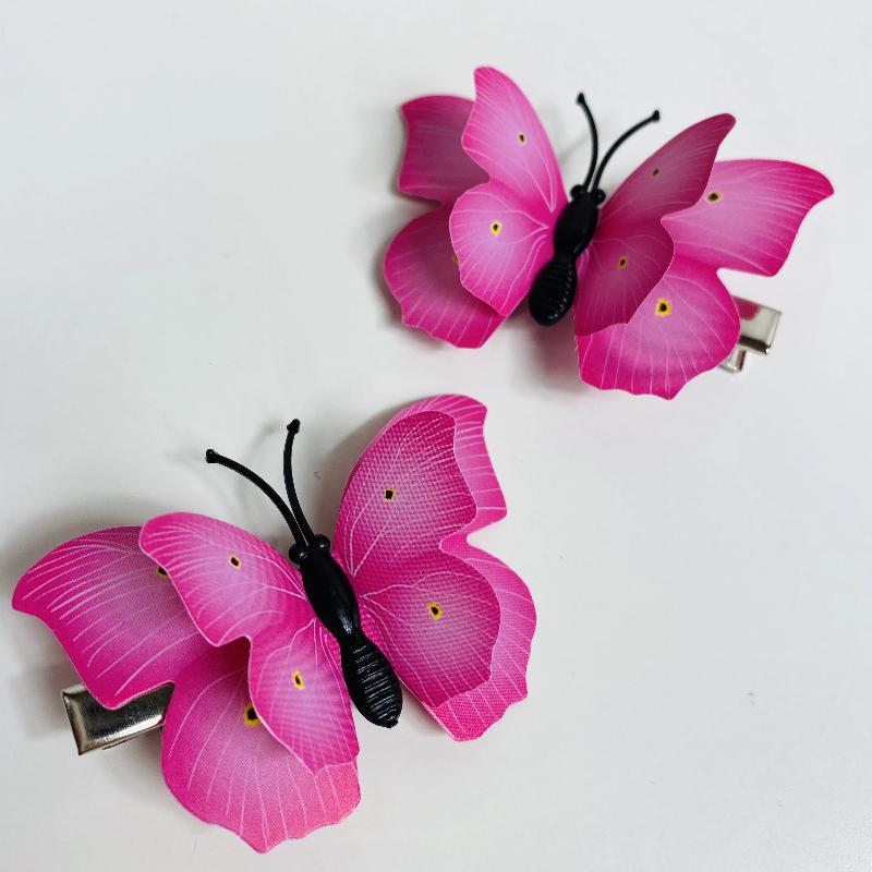 pink butterfly hair clips