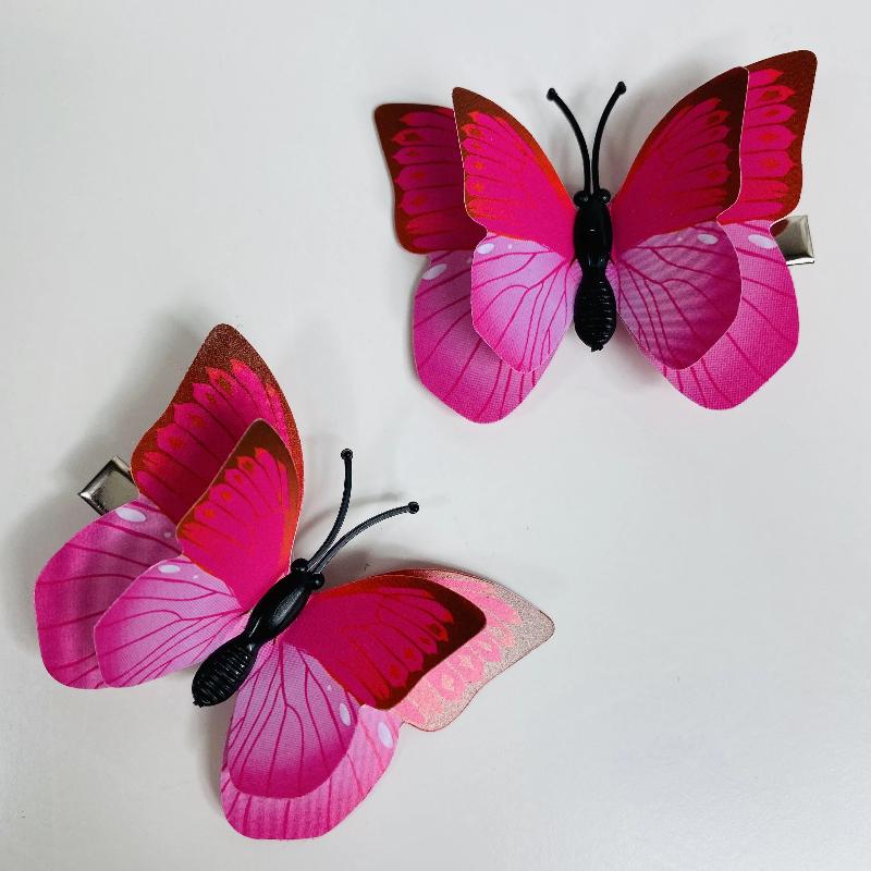 pink butterfly hair clips