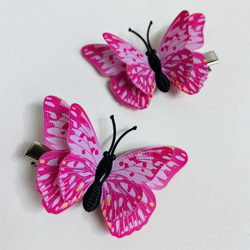 pink butterfly hair clips