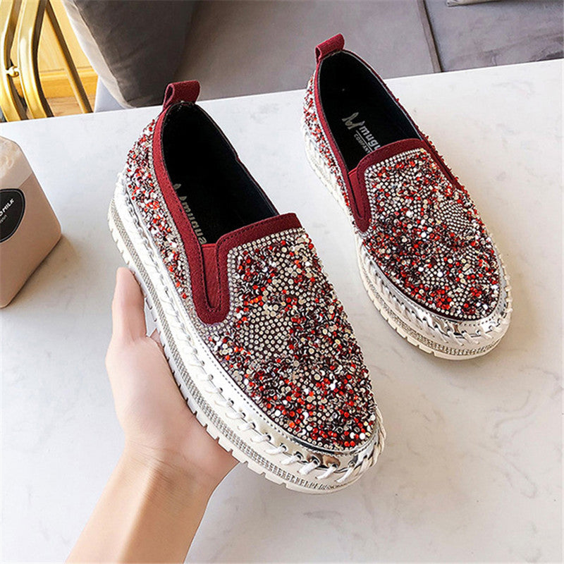 womens rhinestone slip on sneakers