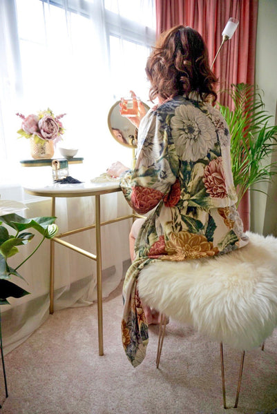 Elegant vintage art deco style style dressing table with sheepskin Baa Beauty stool. 