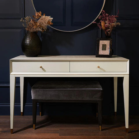 White minimaluxe style dressing table with dark background
