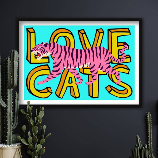 Love Cats Typography Poster Print