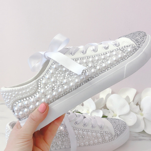 Bling Bedazzled Pearl and Rhinestone Sneakers – Champagne Occasions