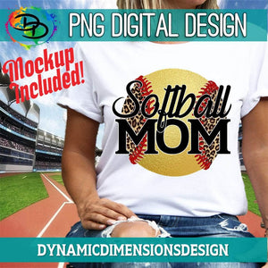 Dynamic Dimensions Sublimation Softball Mom Leopard PNG sublimation Cricut Cut file