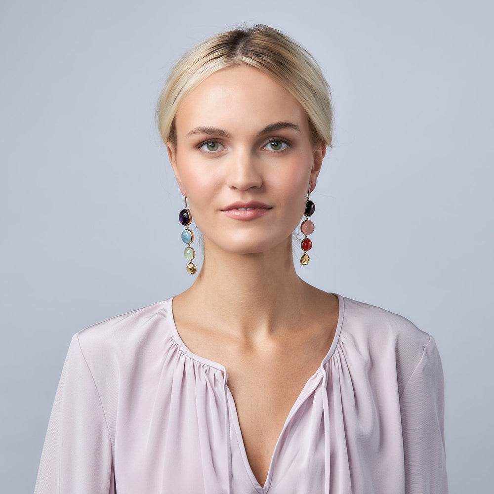 Pavé & Rainbow Mother of Pearl Drop Earrings