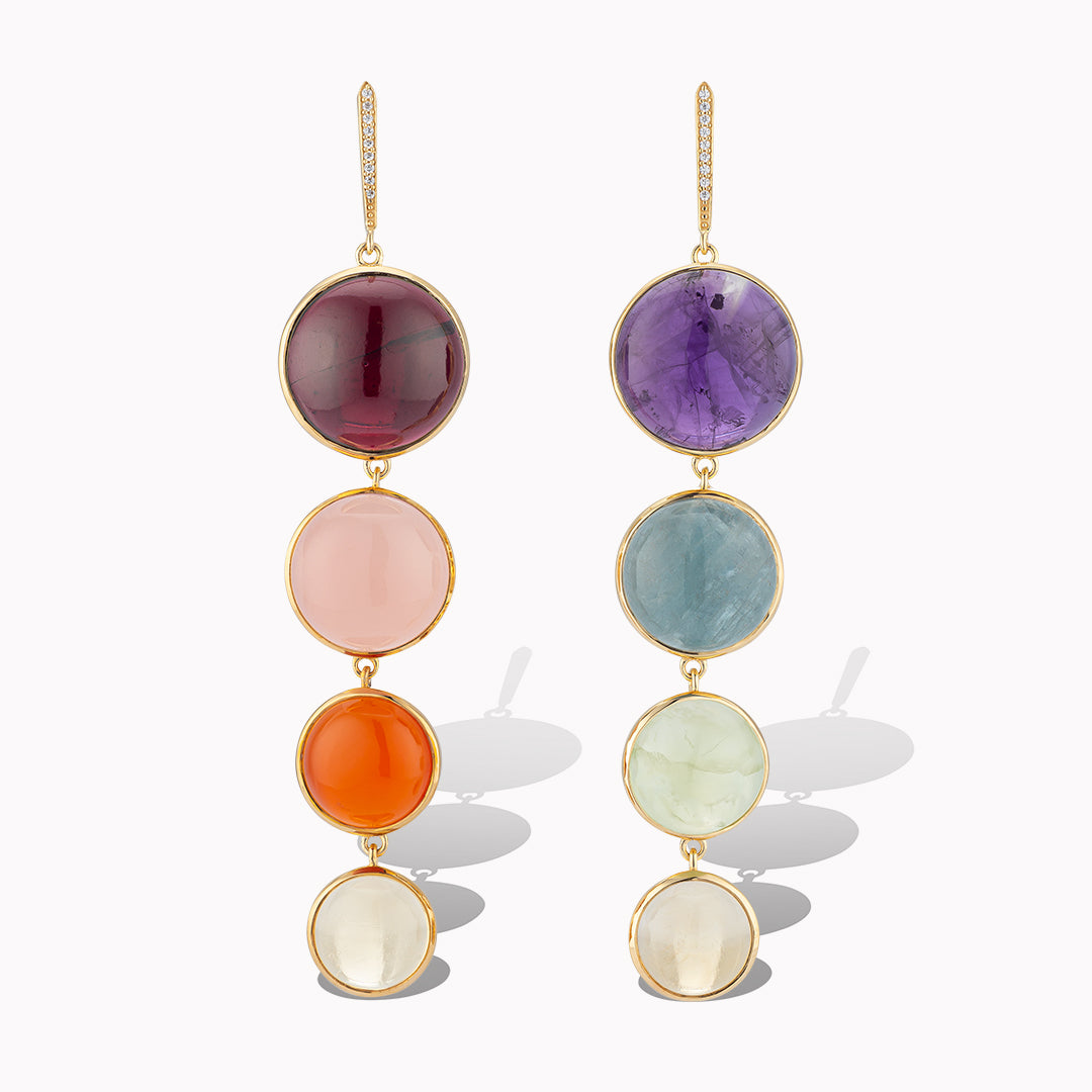 Pavé & Rainbow Mother of Pearl Drop Earrings