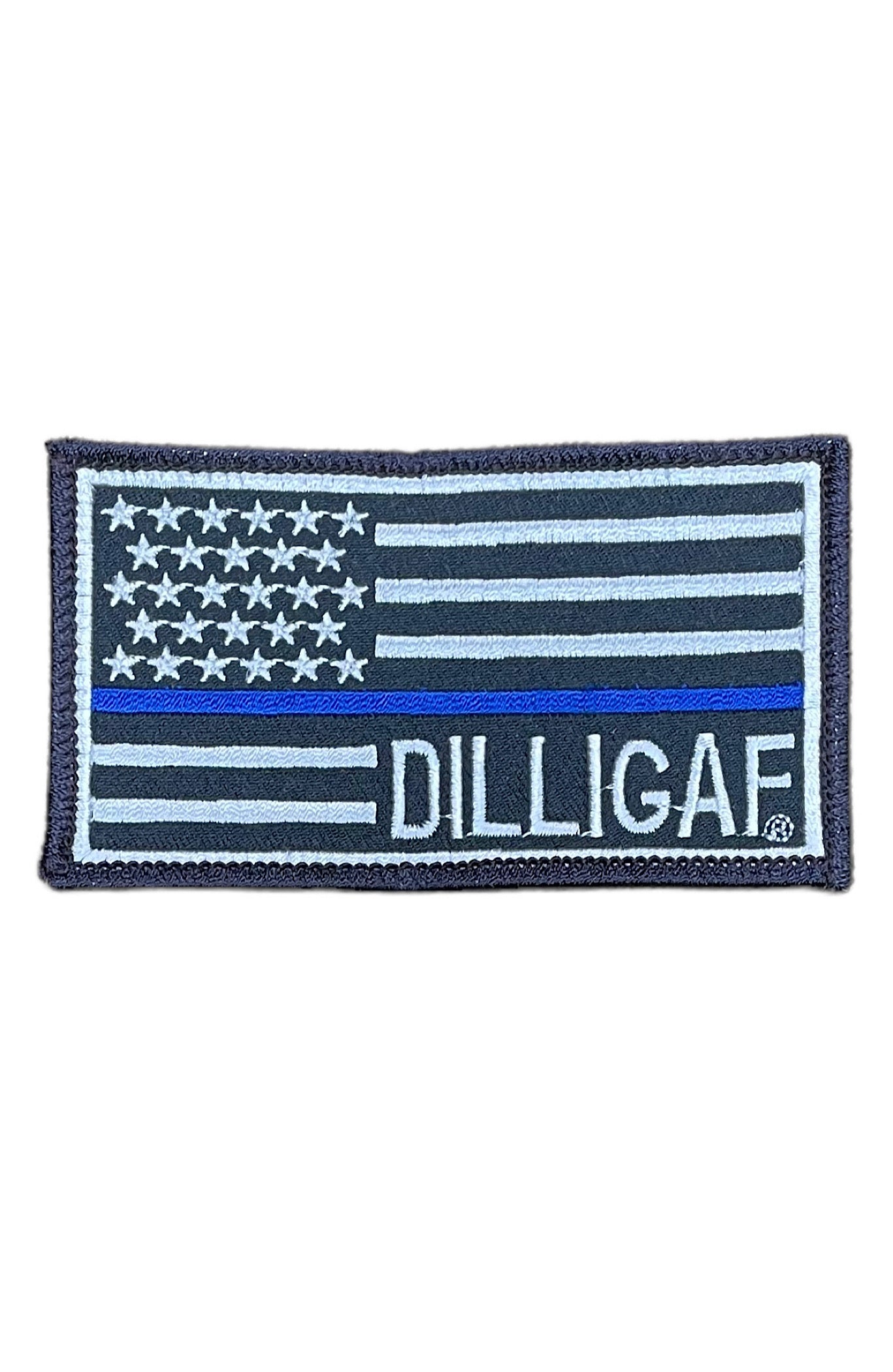 Dilligaf Blue Line Flag Patch 4”x 2 1/4” – Dilligaf by Bohica Bill