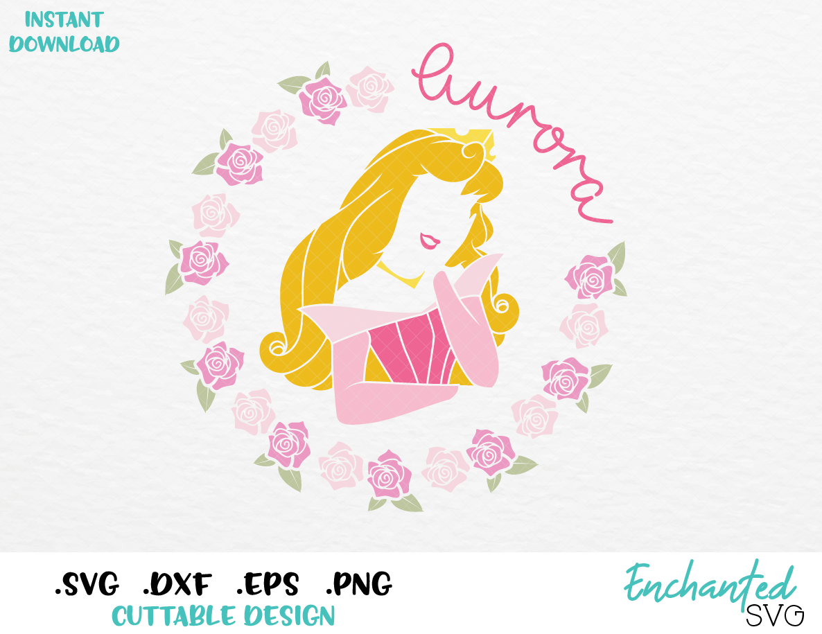 Download Princess Aurora Floral Wreath Inspired SVG, ESP, DXF, PNG ...