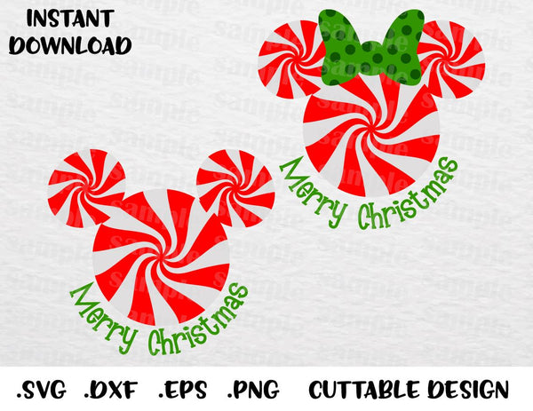 Download Merry Christmas Candy Cane Mickey and Minnie Inspired ...