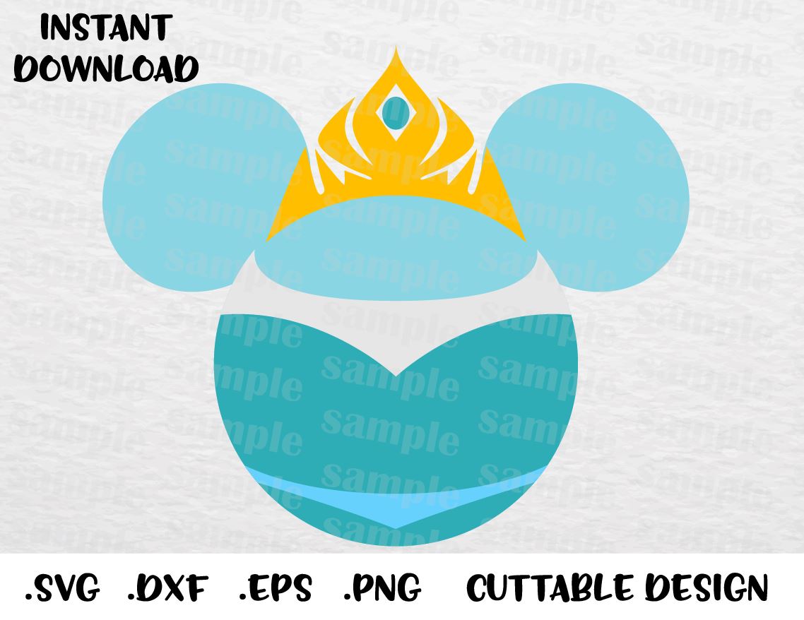 Download Princess Elsa Frozen Mickey Ears Inspired Cutting File in ...