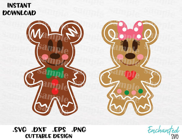 Download Christmas Mickey And Minnie Gingerbread Inspired Cutting File In Svg Enchantedsvg