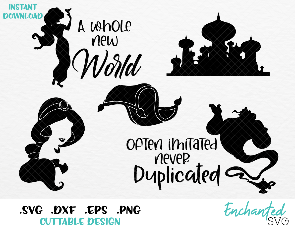 Download Princess Jasmine and Aladdin Genie Inspired Bundle SVG ...
