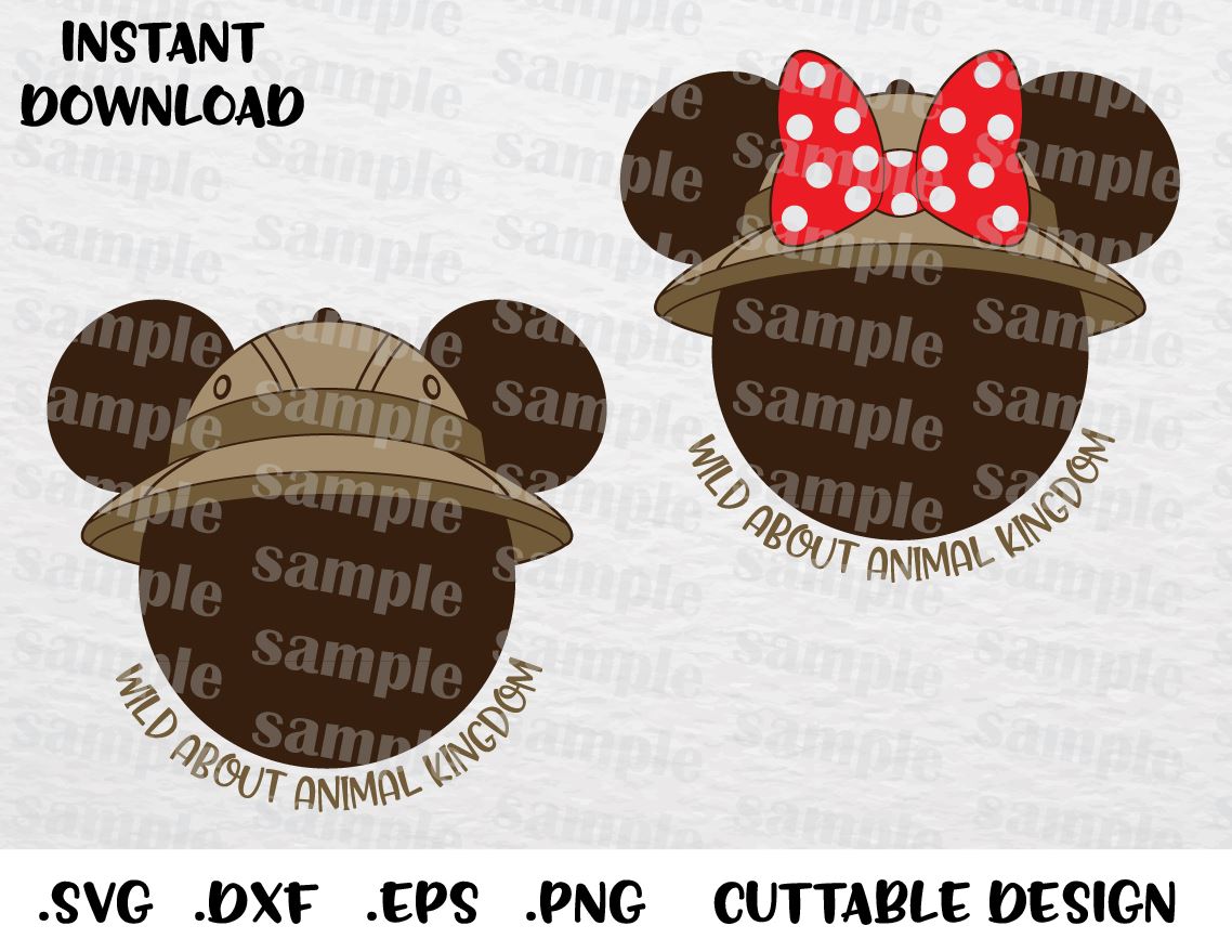 Download Animal Kingdom Mickey and Minnie Ears Inspired Cutting File in SVG, ES - enchantedsvg