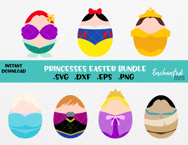 Download Easter Eggs Disney Princesses Bundle Ariel Belle Elsa Anna Snow Wh Enchantedsvg