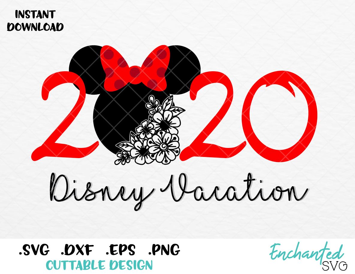 Download Disney Vacation 2020 Floral Minnie Ears Inspired SVG, EPS ...