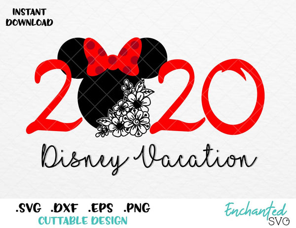 Download Disney Vacation 2020 Floral Minnie Ears Inspired Svg Eps Dxf Png Fo Enchantedsvg