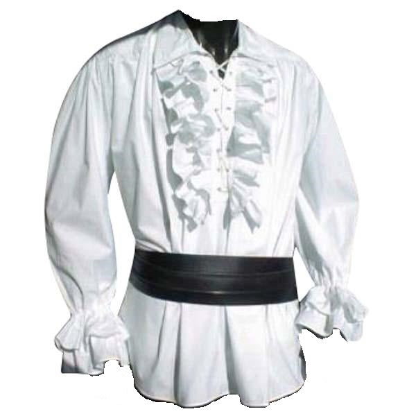 White Long Sleeve Pirate Shirt With Ruffles – Pirate Clothing Store