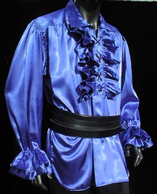 Satin Medieval Pirate Shirt (Blue, Black, White) - 1436 – Inter